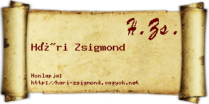 Hári Zsigmond névjegykártya